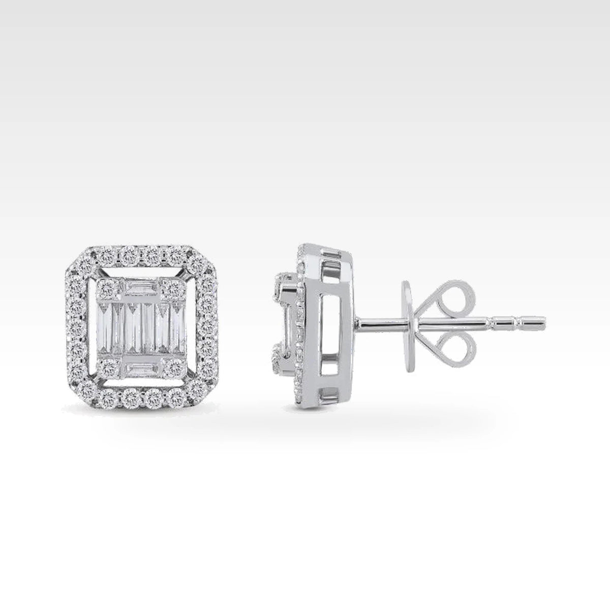 Baguette Diamond Stud Earrings in white gold