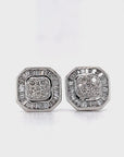 Aretes de oro blanco con diamantes redondos y baguette