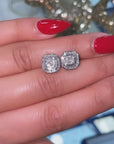 Aretes de oro blanco con diamantes redondos y baguette