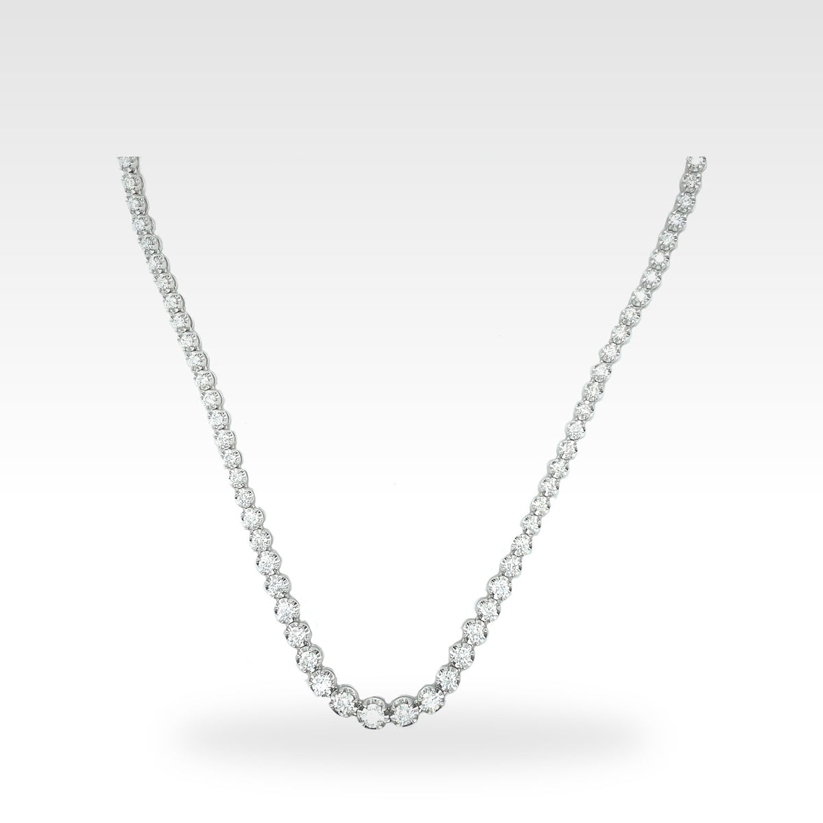Regal Taper Line Necklace in 9ct white gold with diamonds