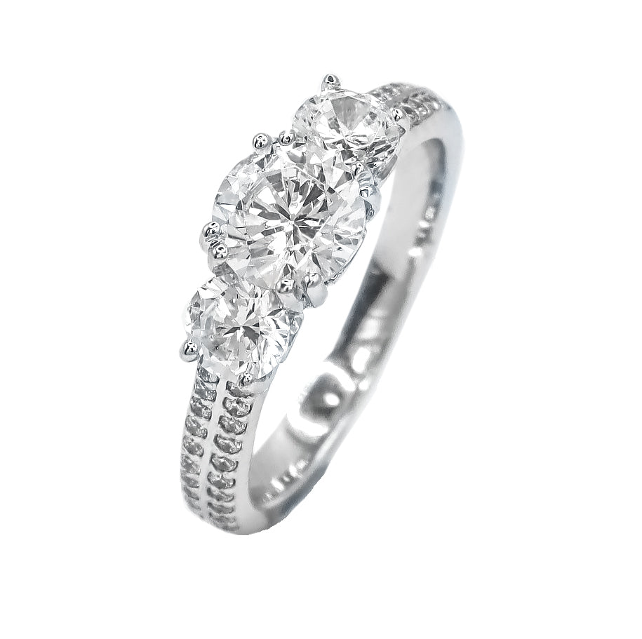 Round Trilogy Diamond Set Ring