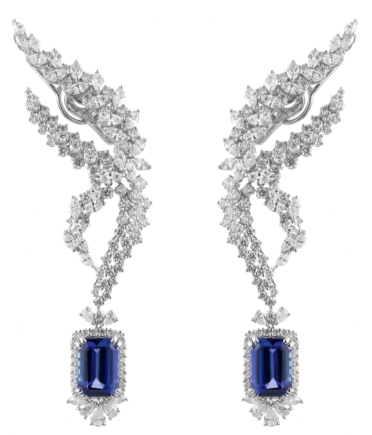 Blue Tanzanite Gemstone with Diamond Set Earrings