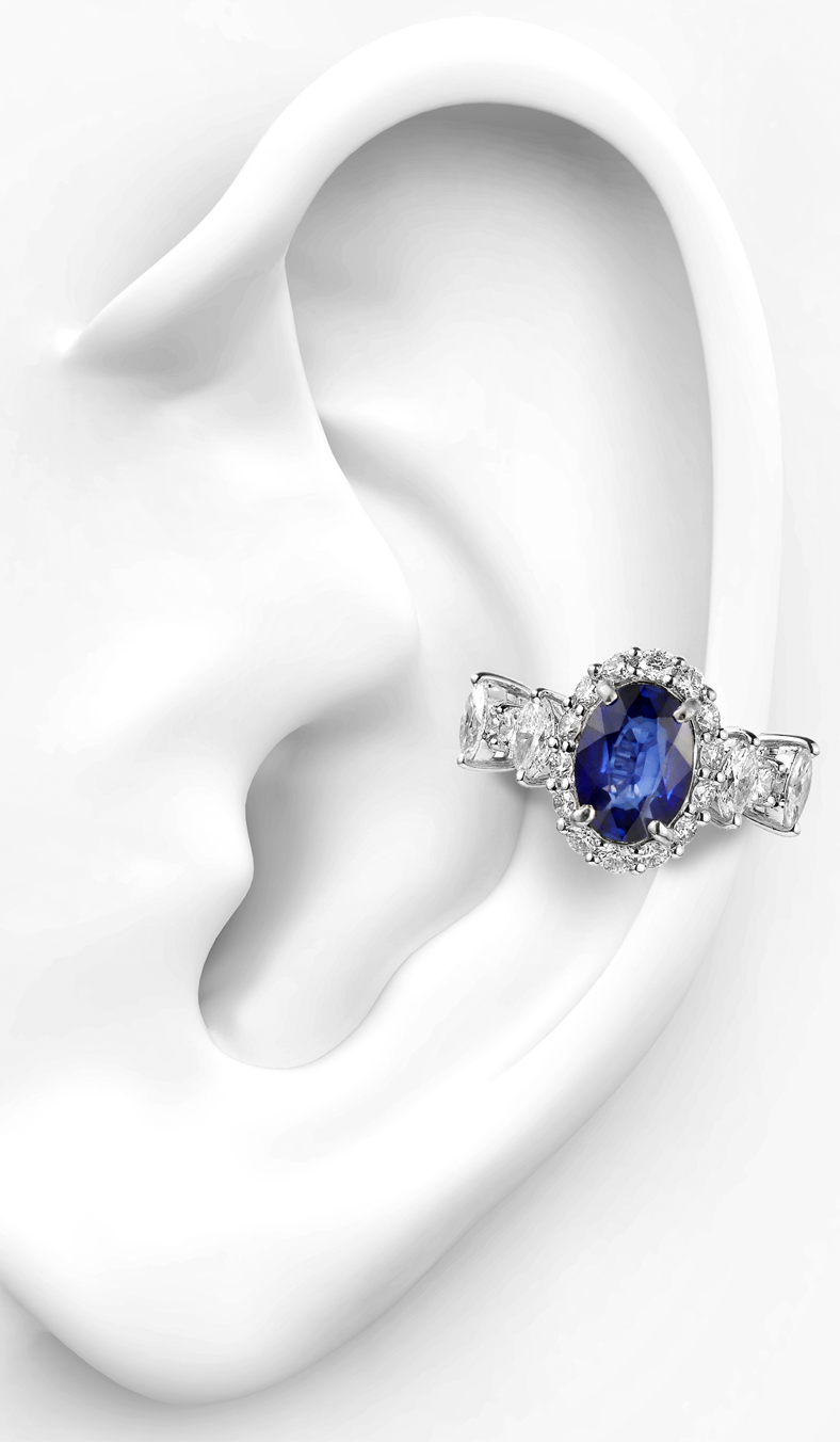 Ear Cuff de zafiro azul 