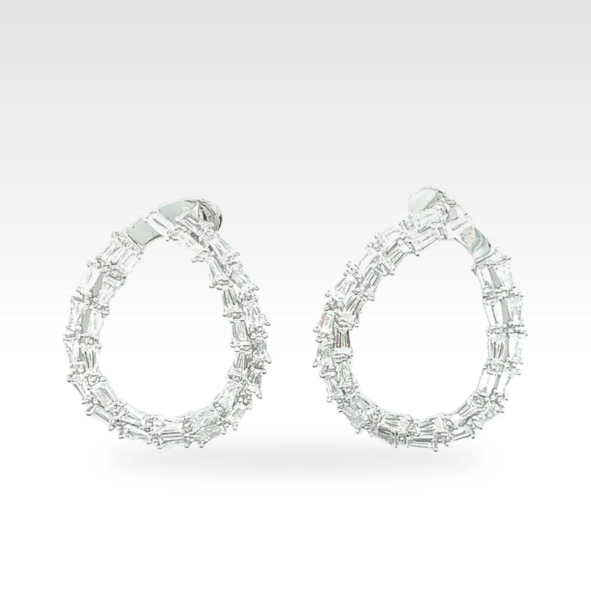 Baguette Taper 2 Row Earrings in 18ct white gold with diamonds